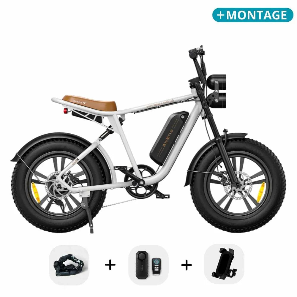ENGWE M20 - Fatbike - Weiß + Alarmsystem + Handyhalter