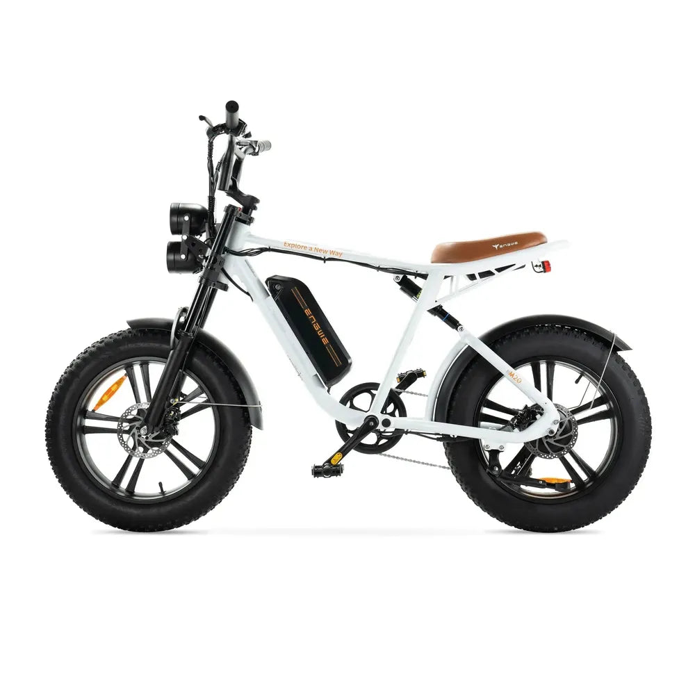 ENGWE M20 - Fatbike - Weiß + Alarmsystem + Handyhalter